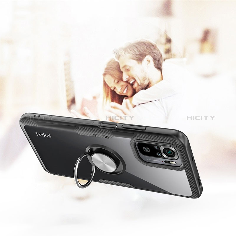 Coque Ultra Slim Silicone Souple Housse Etui Transparente avec Support Bague Anneau Aimante Magnetique ZL1 pour Xiaomi Poco M5S Plus