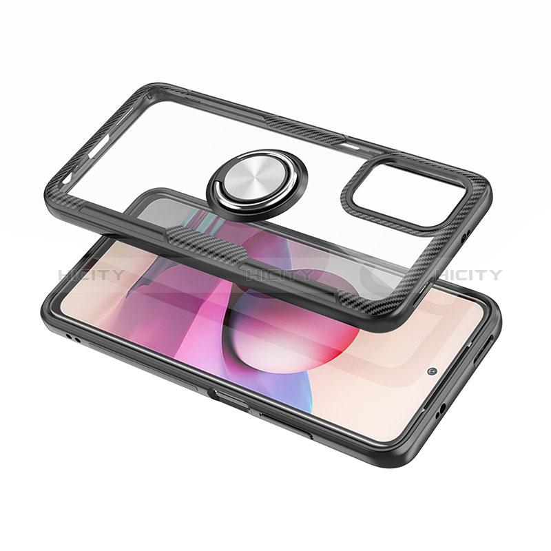 Coque Ultra Slim Silicone Souple Housse Etui Transparente avec Support Bague Anneau Aimante Magnetique ZL1 pour Xiaomi Poco M5S Plus