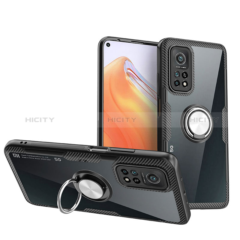 Coque Ultra Slim Silicone Souple Housse Etui Transparente avec Support Bague Anneau Aimante Magnetique ZL1 pour Xiaomi Redmi K30S 5G Argent et Noir Plus