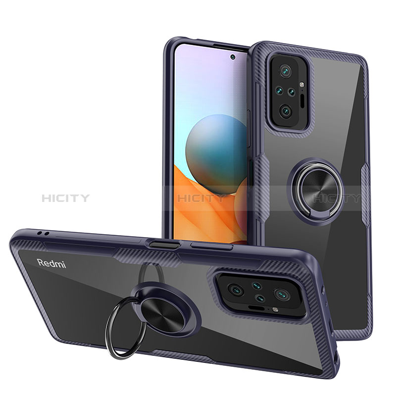 Coque Ultra Slim Silicone Souple Housse Etui Transparente avec Support Bague Anneau Aimante Magnetique ZL1 pour Xiaomi Redmi Note 10 Pro 4G Plus