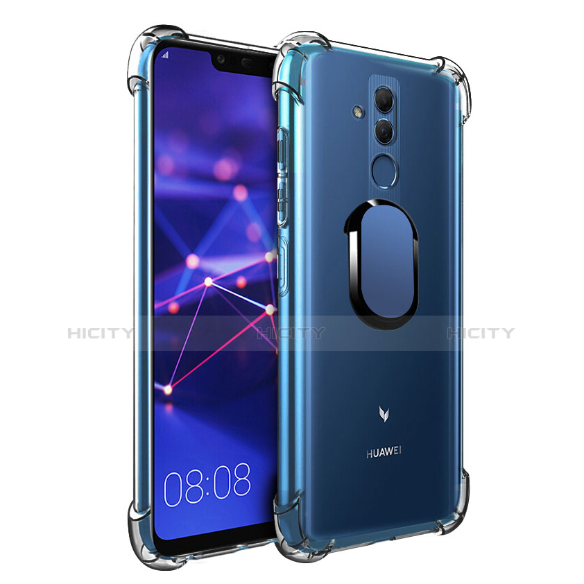 Coque Ultra Slim Silicone Souple Housse Etui Transparente avec Support Bague Anneau Aimante S01 pour Huawei Maimang 7 Bleu Plus