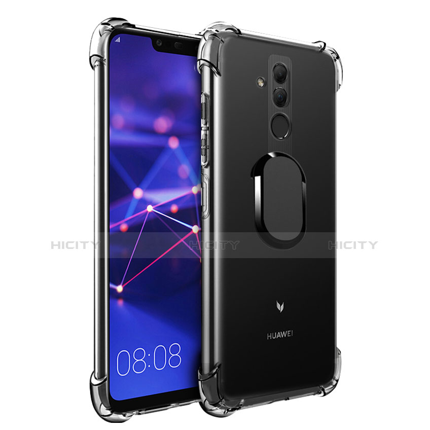 Coque Ultra Slim Silicone Souple Housse Etui Transparente avec Support Bague Anneau Aimante S01 pour Huawei Maimang 7 Noir Plus