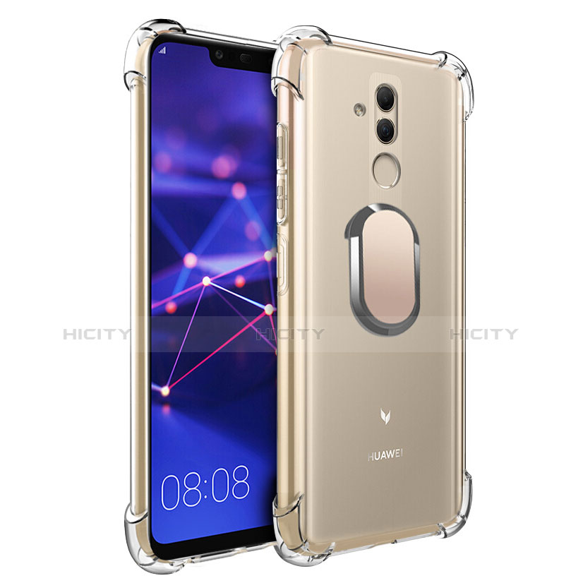 Coque Ultra Slim Silicone Souple Housse Etui Transparente avec Support Bague Anneau Aimante S01 pour Huawei Mate 20 Lite Or Plus