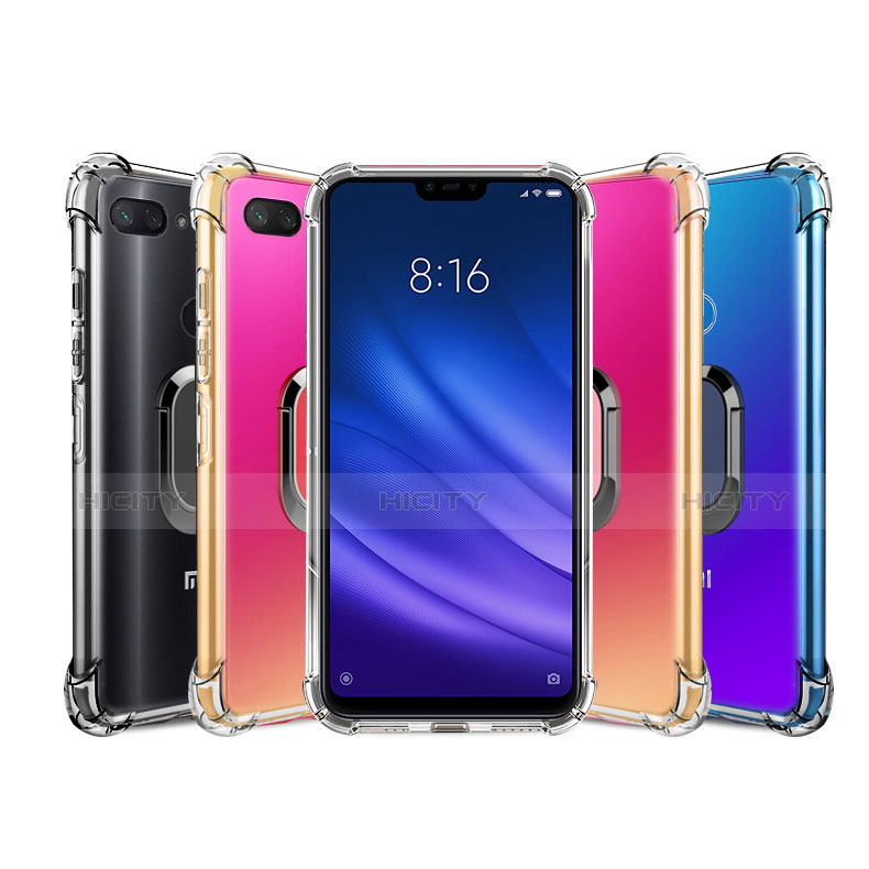 Coque Ultra Slim Silicone Souple Housse Etui Transparente avec Support Bague Anneau Aimante S01 pour Xiaomi Mi 8 Lite Plus