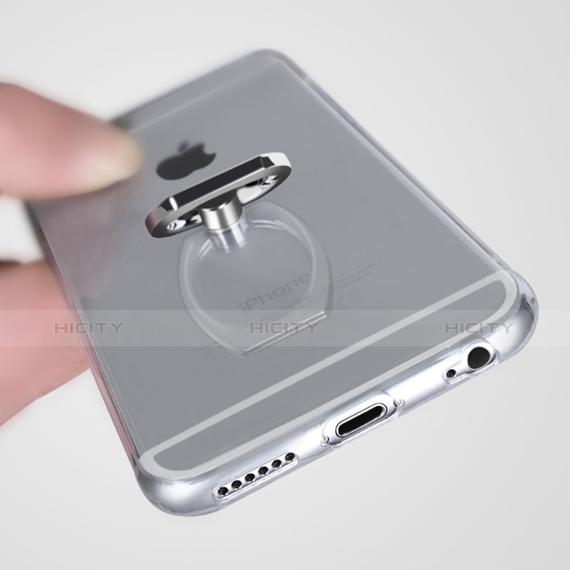 Coque Ultra Slim Silicone Souple Housse Etui Transparente avec Support Bague Anneau S01 pour Apple iPhone 6 Plus