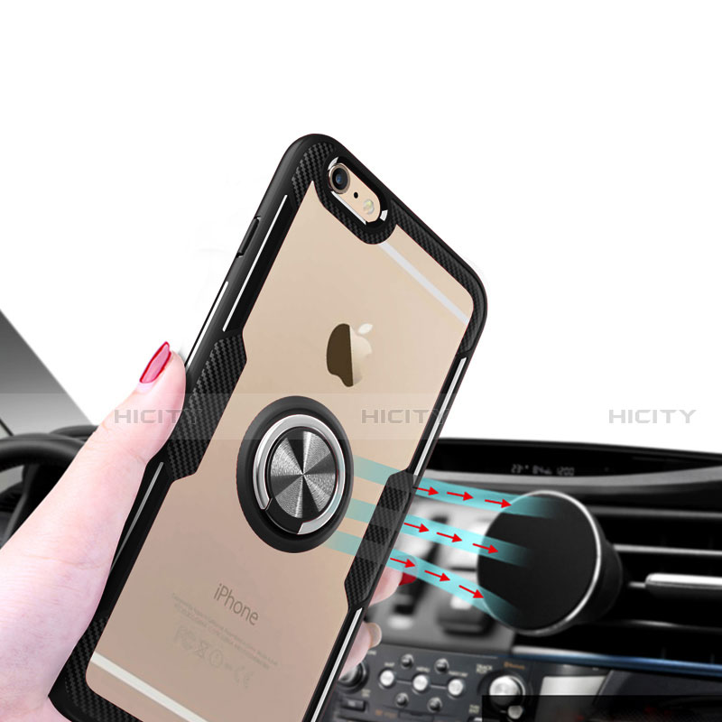 Coque Ultra Slim Silicone Souple Housse Etui Transparente avec Support Bague Anneau S01 pour Apple iPhone 6 Plus Plus