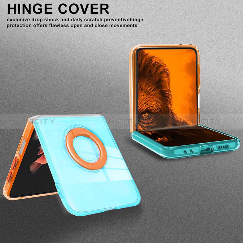 Coque Ultra Slim Silicone Souple Housse Etui Transparente avec Support Bague Anneau S02 pour Samsung Galaxy Z Flip3 5G Plus