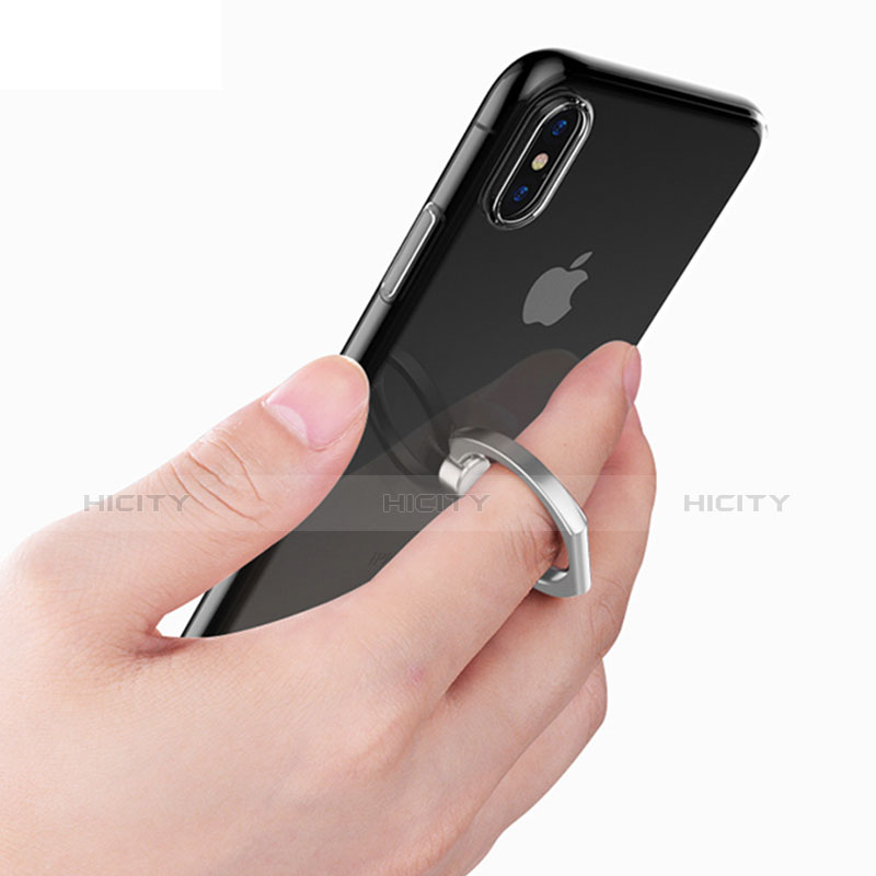 Coque Ultra Slim Silicone Souple Housse Etui Transparente avec Support Bague Anneau V01 pour Apple iPhone Xs Max Plus