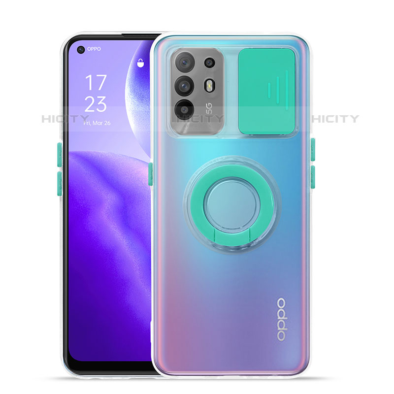 Coque Ultra Slim Silicone Souple Housse Etui Transparente avec Support pour Oppo A94 5G Cyan Plus