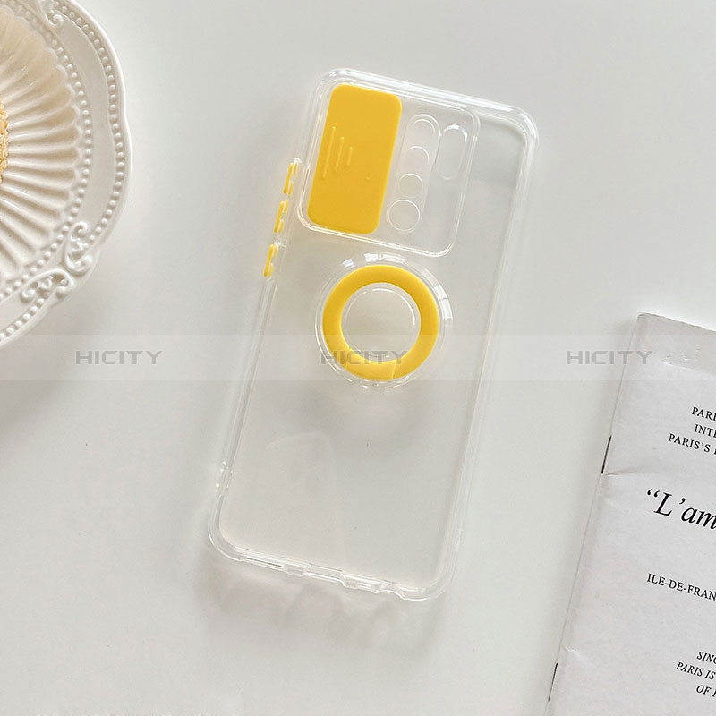 Coque Ultra Slim Silicone Souple Housse Etui Transparente avec Support pour Xiaomi Redmi 9 Jaune Plus