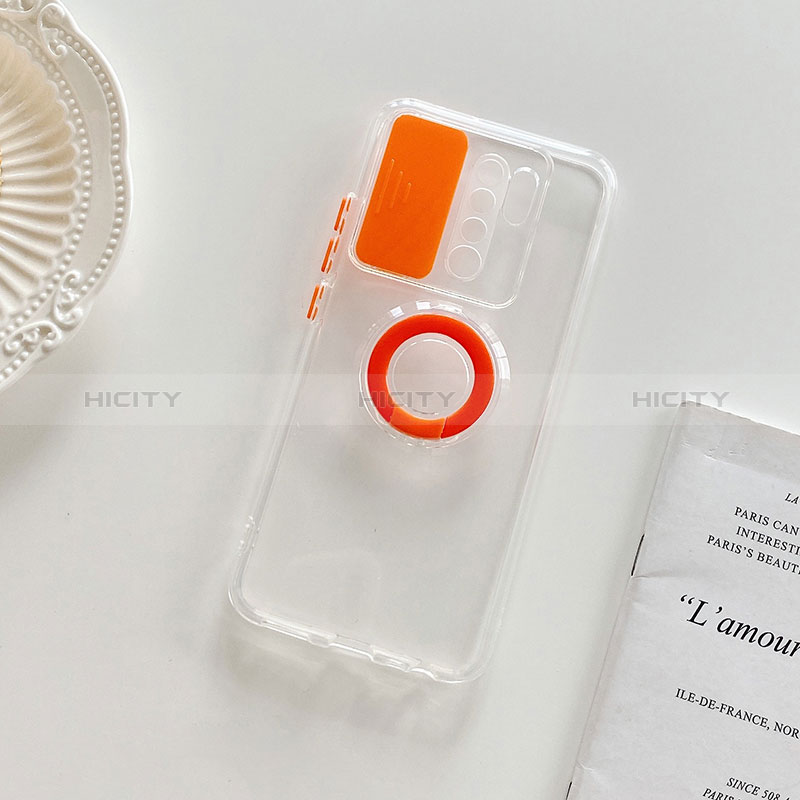 Coque Ultra Slim Silicone Souple Housse Etui Transparente avec Support pour Xiaomi Redmi 9 Orange Plus