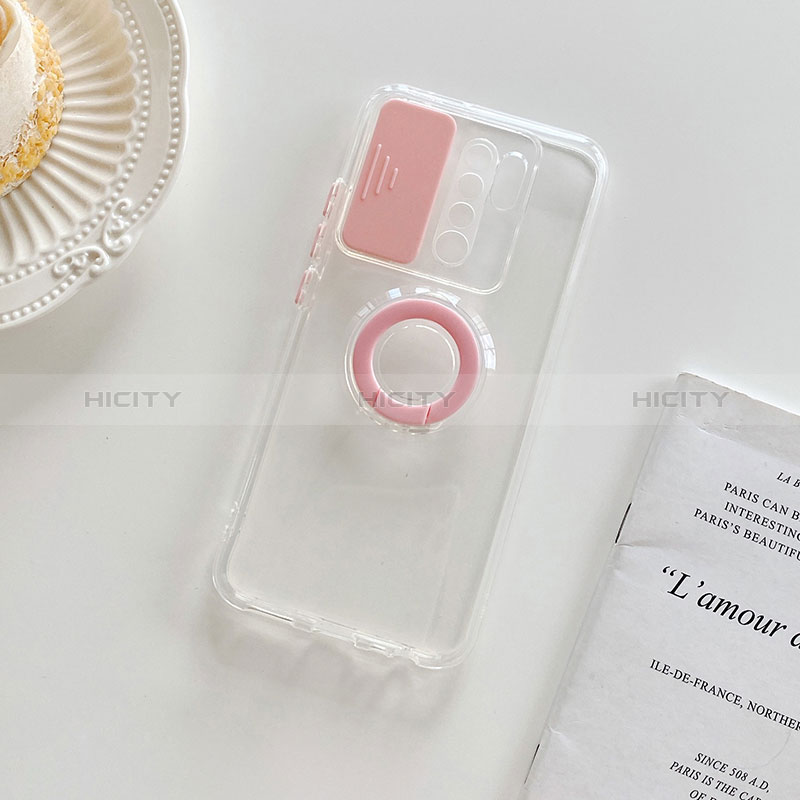 Coque Ultra Slim Silicone Souple Housse Etui Transparente avec Support pour Xiaomi Redmi 9 Prime India Rose Plus