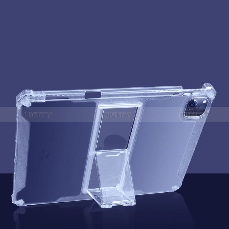 Coque Ultra Slim Silicone Souple Housse Etui Transparente avec Support S01 pour Apple iPad Pro 12.9 (2022) Clair Plus