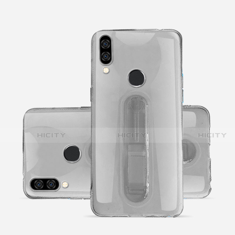 Coque Ultra Slim Silicone Souple Housse Etui Transparente avec Support S01 pour Huawei Nova 3e Gris Plus