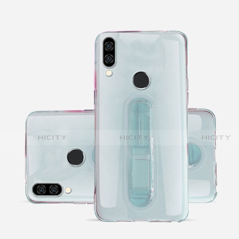 Coque Ultra Slim Silicone Souple Housse Etui Transparente avec Support S01 pour Huawei P20 Lite Rose Plus