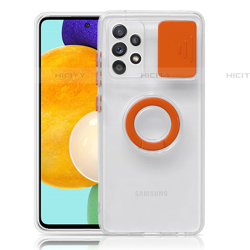 Coque Ultra Slim Silicone Souple Housse Etui Transparente avec Support S01 pour Samsung Galaxy A52 4G Orange Plus