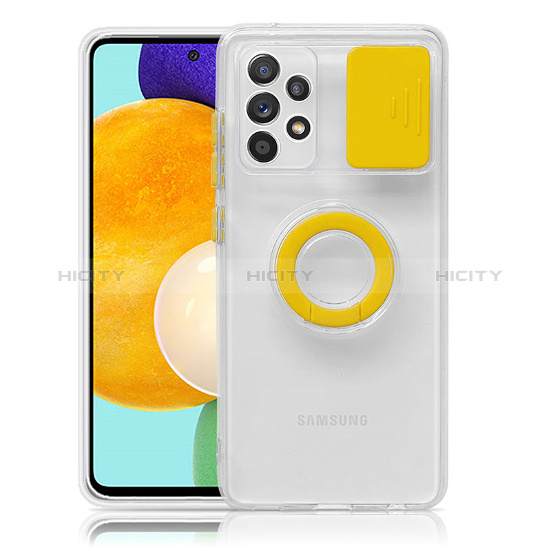 Coque Ultra Slim Silicone Souple Housse Etui Transparente avec Support S01 pour Samsung Galaxy A52s 5G Jaune Plus