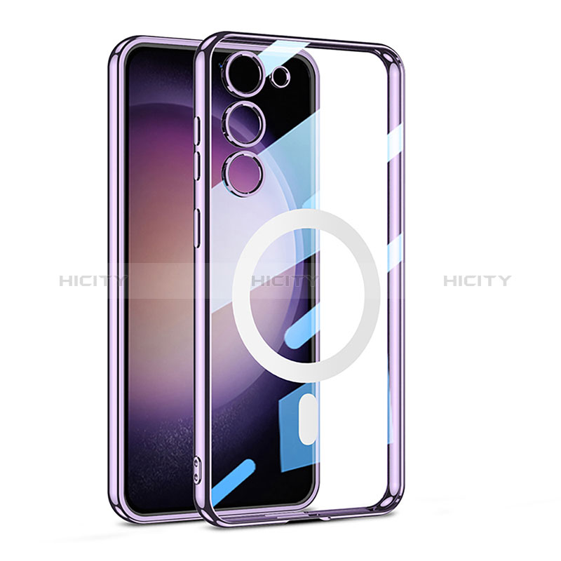 Coque Ultra Slim Silicone Souple Transparente avec Mag-Safe Magnetic Magnetique AC1 pour Samsung Galaxy S24 Plus 5G Violet Plus