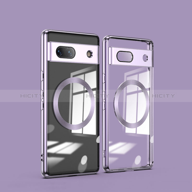 Coque Ultra Slim Silicone Souple Transparente avec Mag-Safe Magnetic Magnetique AN1 pour Google Pixel 7a 5G Violet Clair Plus