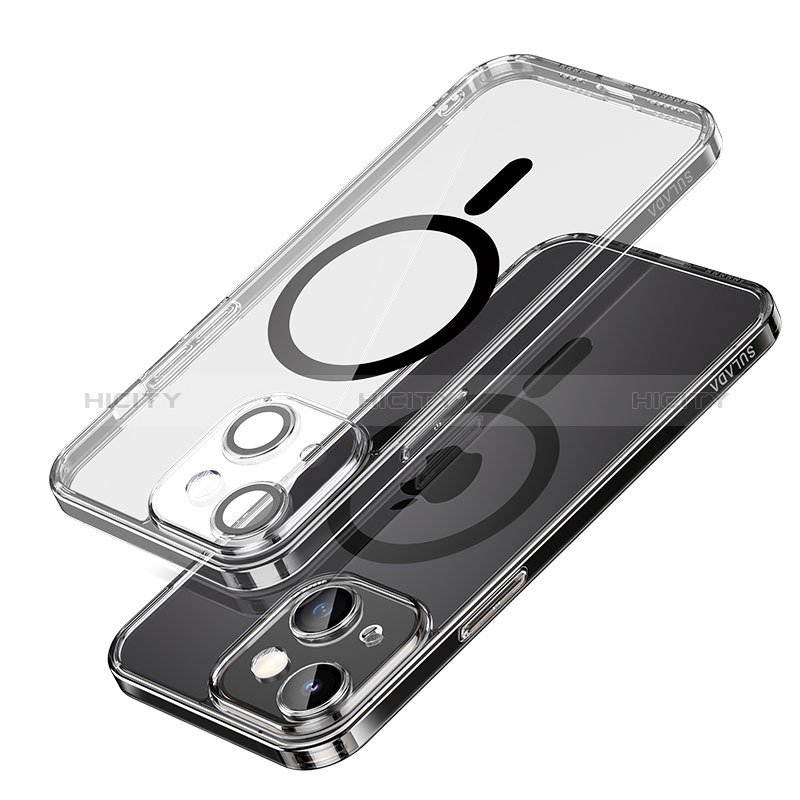 Coque Ultra Slim Silicone Souple Transparente avec Mag-Safe Magnetic Magnetique LD1 pour Apple iPhone 13 Noir Plus