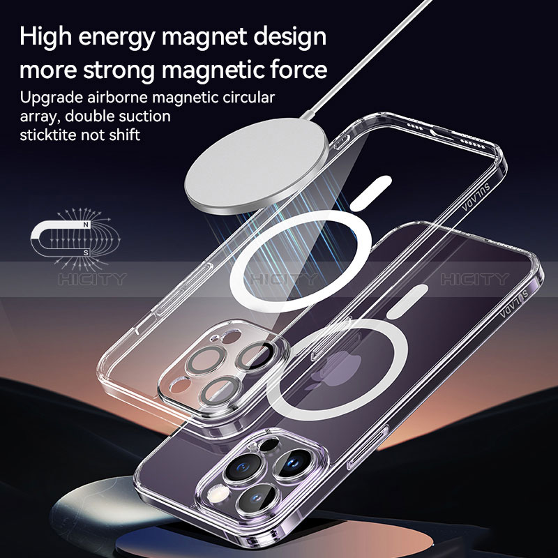 Coque Ultra Slim Silicone Souple Transparente avec Mag-Safe Magnetic Magnetique LD1 pour Apple iPhone 14 Pro Max Plus