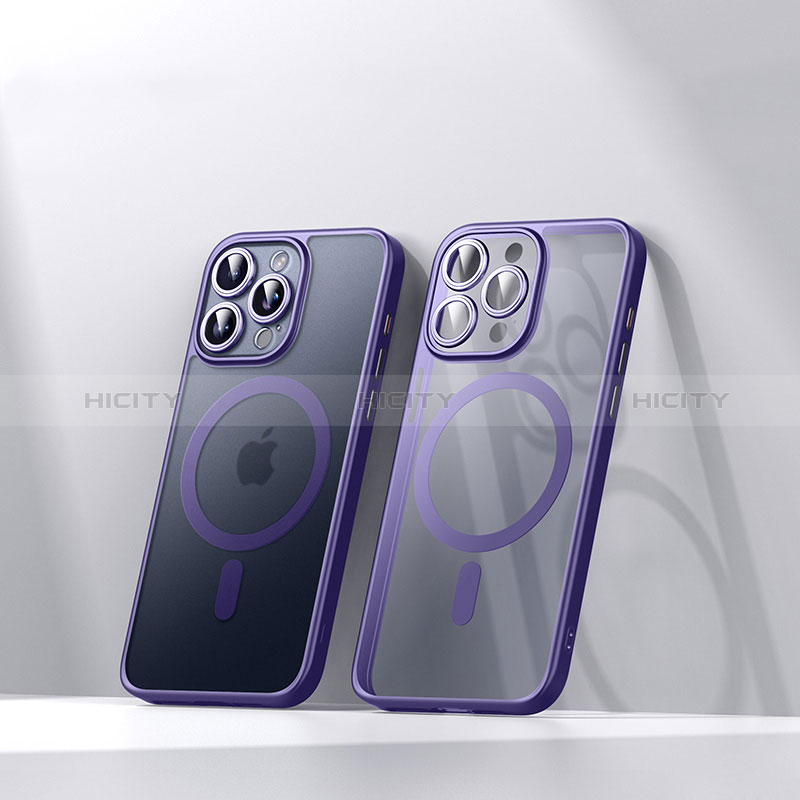 Coque Ultra Slim Silicone Souple Transparente avec Mag-Safe Magnetic Magnetique LD4 pour Apple iPhone 14 Pro Max Violet Plus