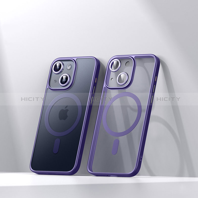 Coque Ultra Slim Silicone Souple Transparente avec Mag-Safe Magnetic Magnetique LD4 pour Apple iPhone 14 Violet Plus