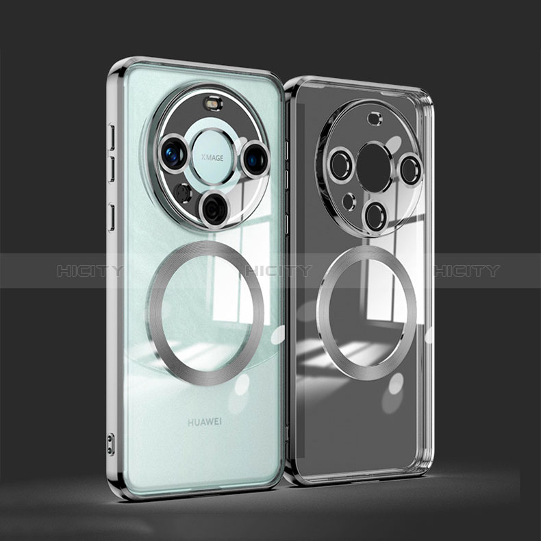 Coque Ultra Slim Silicone Souple Transparente avec Mag-Safe Magnetic Magnetique P01 pour Huawei Mate 60 Noir Plus