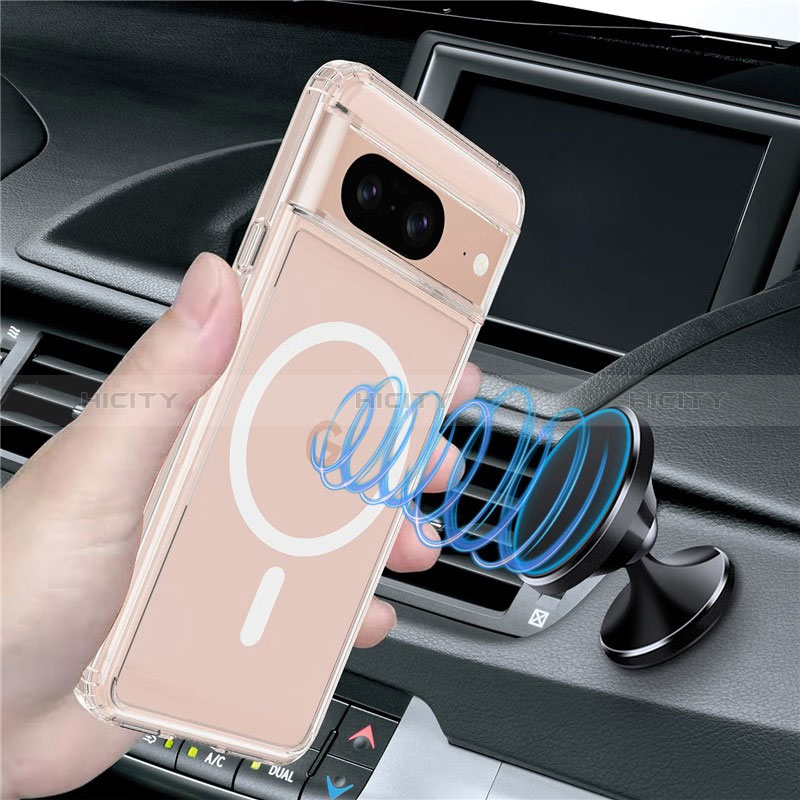 Coque Ultra Slim Silicone Souple Transparente avec Mag-Safe Magnetic Magnetique pour Google Pixel 8 5G Clair Plus