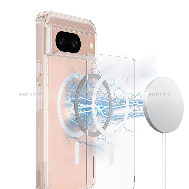 Coque Ultra Slim Silicone Souple Transparente avec Mag-Safe Magnetic Magnetique pour Google Pixel 8 5G Clair Plus