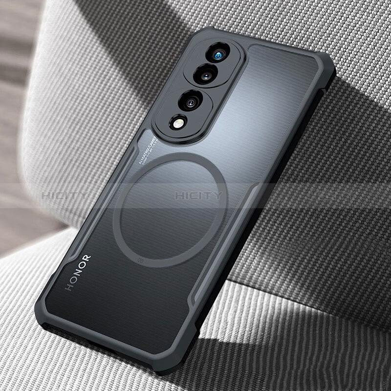 Coque Ultra Slim Silicone Souple Transparente avec Mag-Safe Magnetic Magnetique pour Huawei Honor 70 Pro 5G Noir Plus