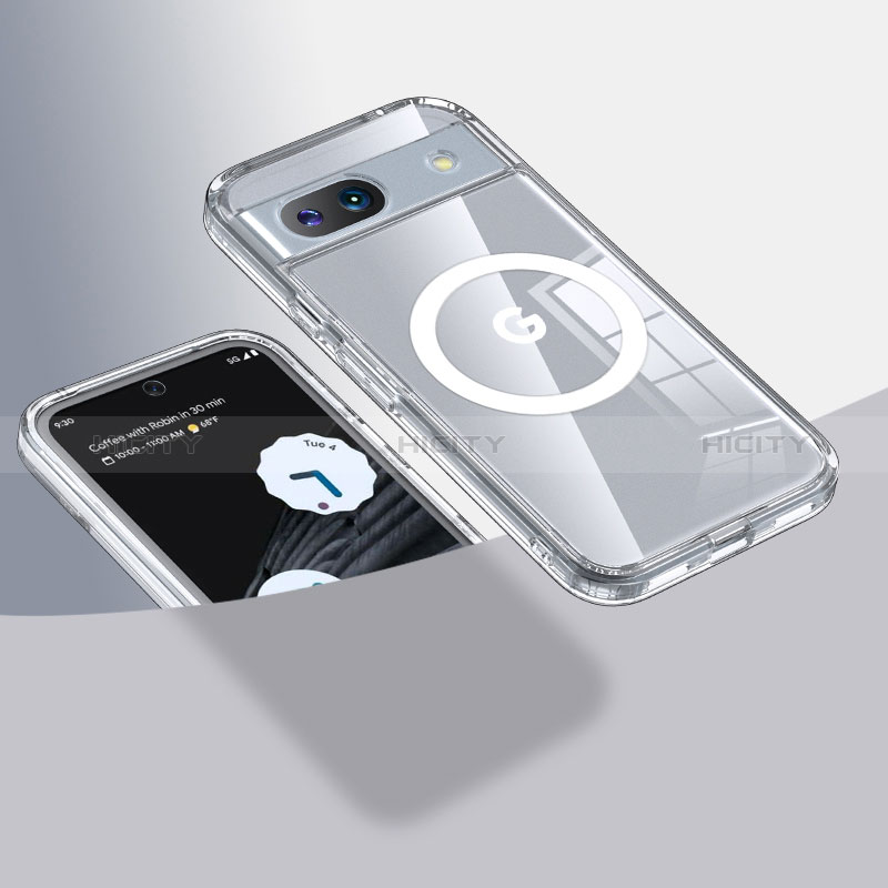 Coque Ultra Slim Silicone Souple Transparente avec Mag-Safe Magnetic Magnetique QK1 pour Google Pixel 8a 5G Clair Plus