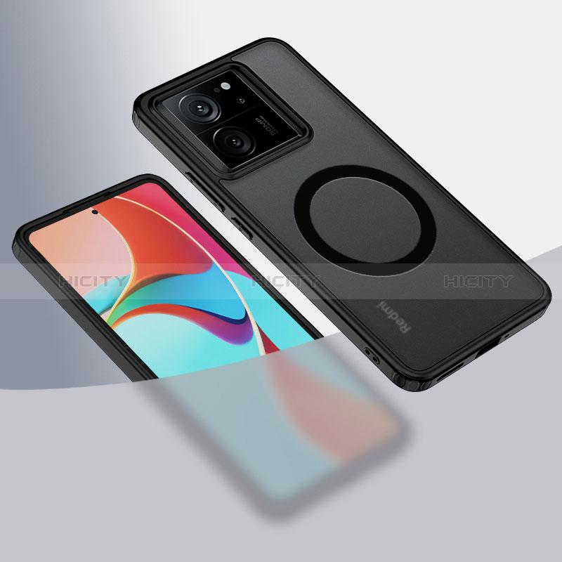 Coque Ultra Slim Silicone Souple Transparente avec Mag-Safe Magnetic Magnetique QK1 pour Xiaomi Mi 13T Pro 5G Noir Plus