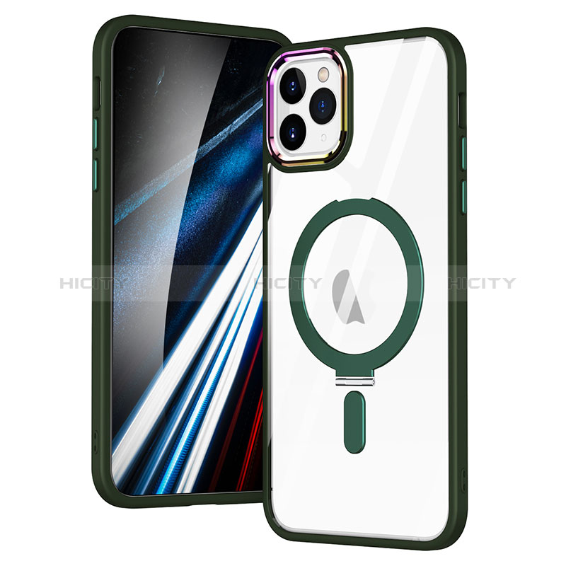 Coque Ultra Slim Silicone Souple Transparente avec Mag-Safe Magnetic Magnetique SD1 pour Apple iPhone 11 Pro Vert Plus