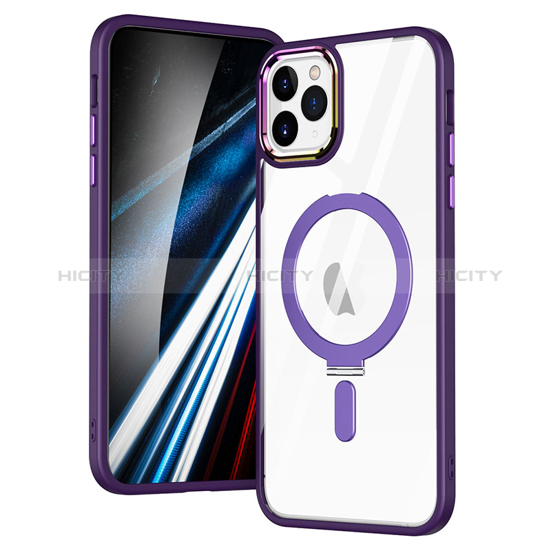 Coque Ultra Slim Silicone Souple Transparente avec Mag-Safe Magnetic Magnetique SD1 pour Apple iPhone 11 Pro Violet Plus