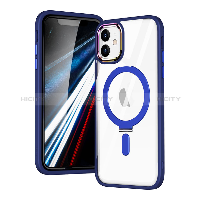 Coque Ultra Slim Silicone Souple Transparente avec Mag-Safe Magnetic Magnetique SD1 pour Apple iPhone 12 Bleu Plus