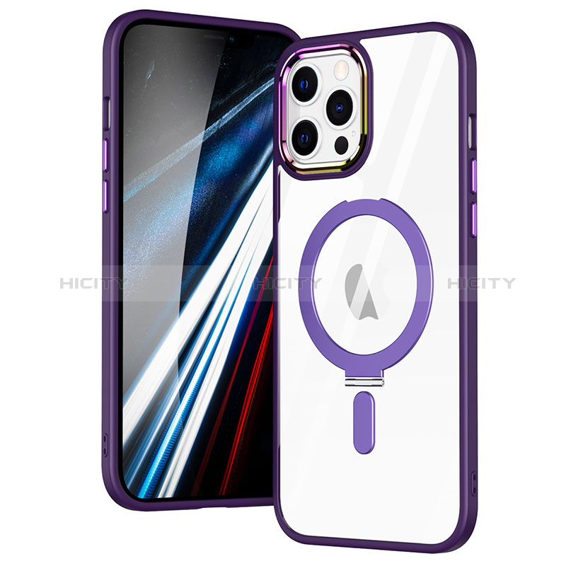 Coque Ultra Slim Silicone Souple Transparente avec Mag-Safe Magnetic Magnetique SD1 pour Apple iPhone 12 Pro Violet Plus