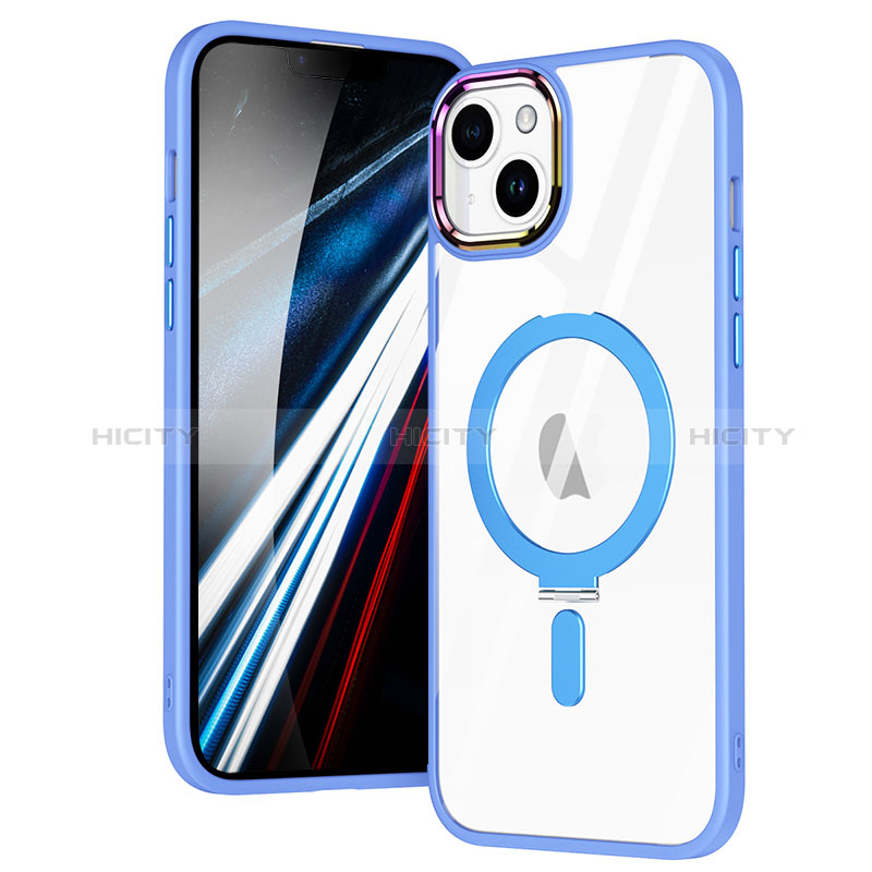 Coque Ultra Slim Silicone Souple Transparente avec Mag-Safe Magnetic Magnetique SD1 pour Apple iPhone 13 Bleu Ciel Plus