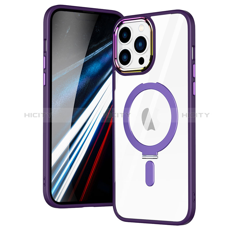 Coque Ultra Slim Silicone Souple Transparente avec Mag-Safe Magnetic Magnetique SD1 pour Apple iPhone 13 Pro Violet Plus