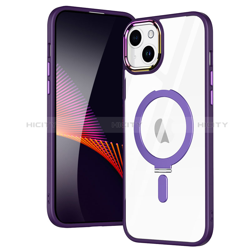 Coque Ultra Slim Silicone Souple Transparente avec Mag-Safe Magnetic Magnetique SD1 pour Apple iPhone 15 Plus Violet Plus