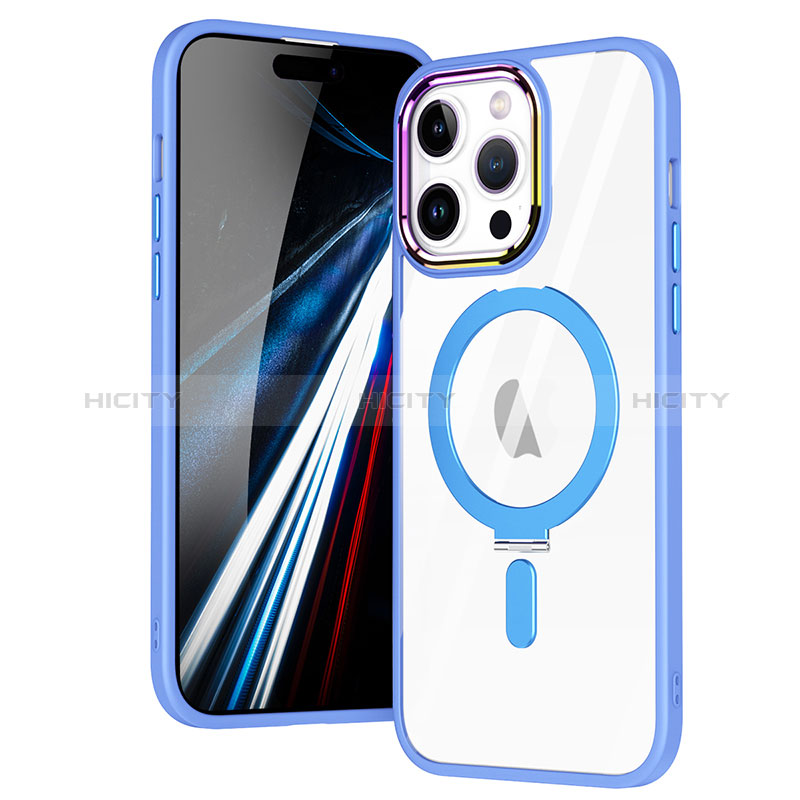 Coque Ultra Slim Silicone Souple Transparente avec Mag-Safe Magnetic Magnetique SD1 pour Apple iPhone 15 Pro Max Bleu Ciel Plus