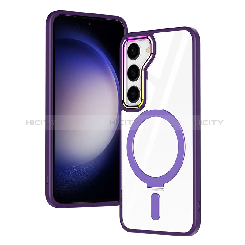 Coque Ultra Slim Silicone Souple Transparente avec Mag-Safe Magnetic Magnetique SD1 pour Samsung Galaxy S23 Plus 5G Violet Plus