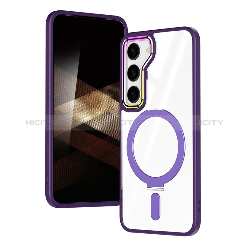 Coque Ultra Slim Silicone Souple Transparente avec Mag-Safe Magnetic Magnetique SD1 pour Samsung Galaxy S25 Plus 5G Violet Plus