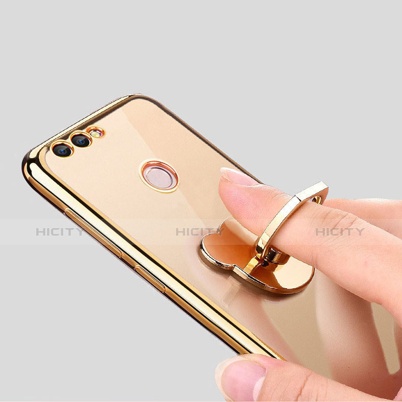 Coque Ultra Slim Silicone Souple Transparente avec Support Bague Anneau pour Huawei Enjoy 8 Plus Or Plus