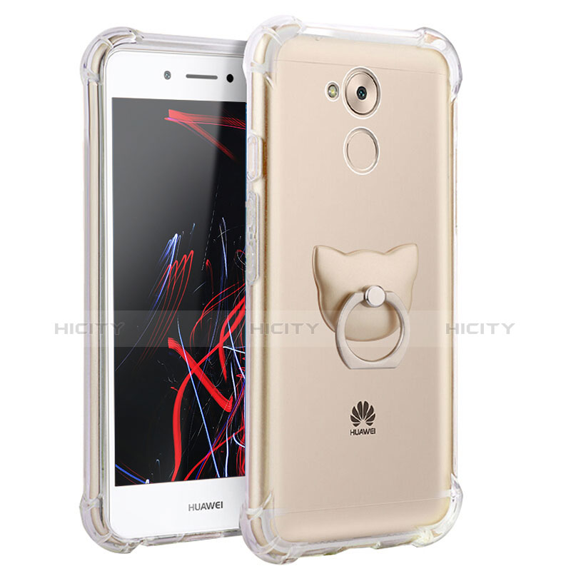 Coque Ultra Slim Silicone Souple Transparente avec Support Bague Anneau pour Huawei Honor 6C Clair Plus