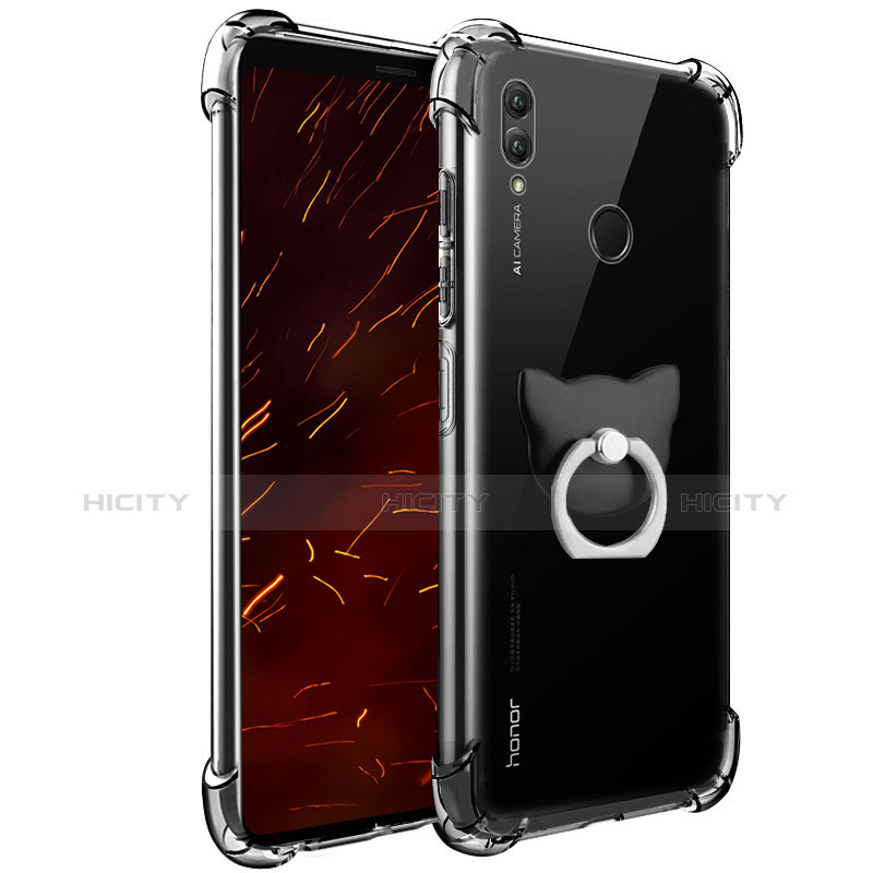 Coque Ultra Slim Silicone Souple Transparente avec Support Bague Anneau pour Huawei Honor Note 10 Clair Plus