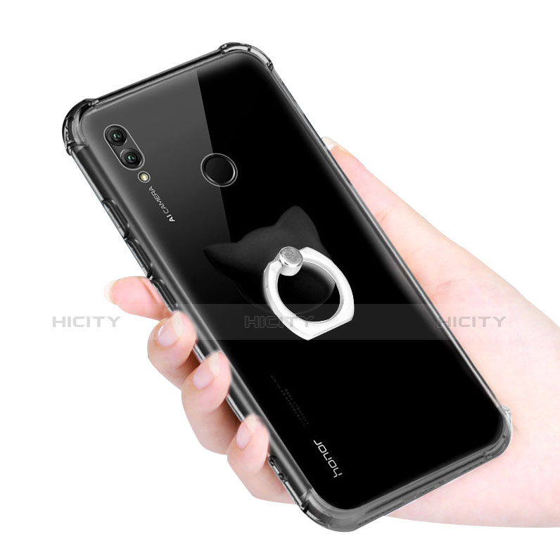 Coque Ultra Slim Silicone Souple Transparente avec Support Bague Anneau pour Huawei Honor Note 10 Clair Plus