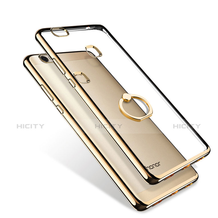 Coque Ultra Slim Silicone Souple Transparente avec Support Bague Anneau pour Huawei Honor Note 8 Or Plus