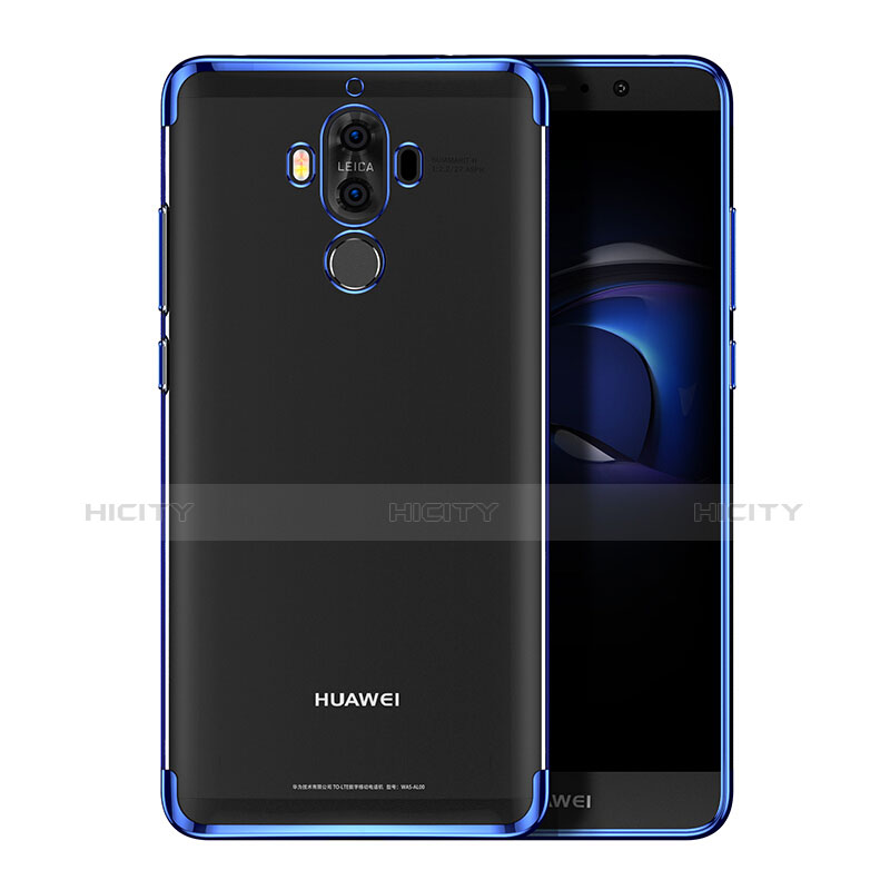 Coque Ultra Slim Silicone Souple Transparente avec Support Bague Anneau pour Huawei Mate 10 Pro Bleu Plus