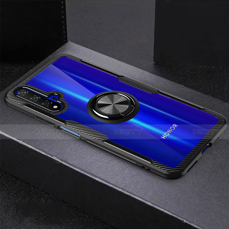 Coque Ultra Slim Silicone Souple Transparente avec Support Bague Anneau pour Huawei Nova 5T Noir Plus